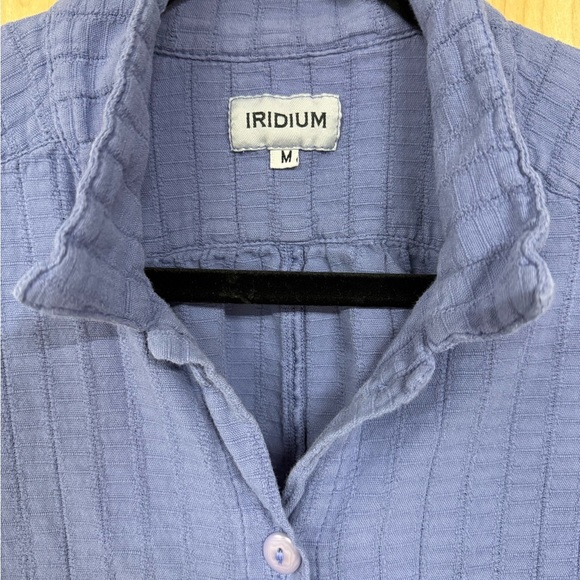 Iridium Womens Jacket Shirt Button Up Minimalist Top Periwinkle Pockets Size M - Picture 2 of 9